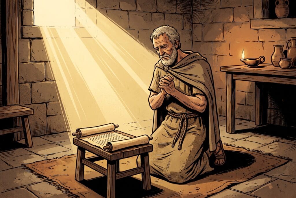 Comic book style illustration depicting a scene from Sirach chapter 1