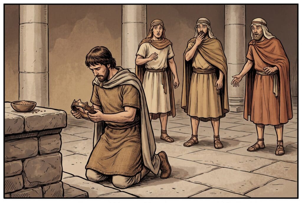 Comic book style illustration depicting a scene from Sirach chapter 10