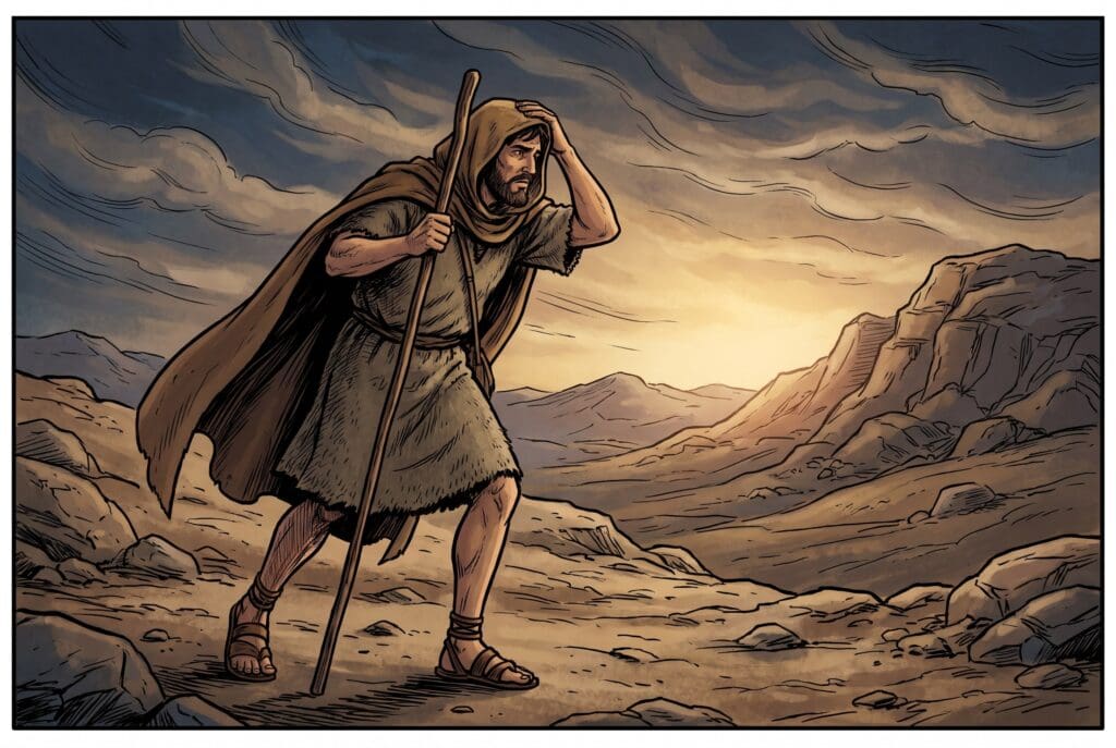 Comic book style illustration depicting a scene from Sirach chapter 2