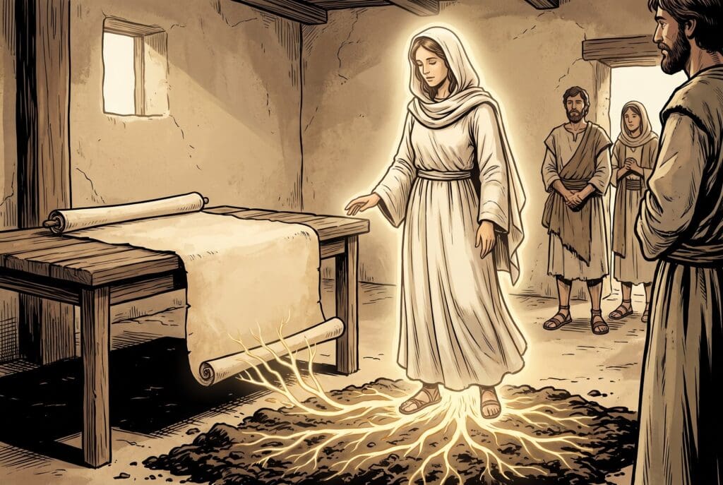 Comic book style illustration depicting a scene from Sirach chapter 24