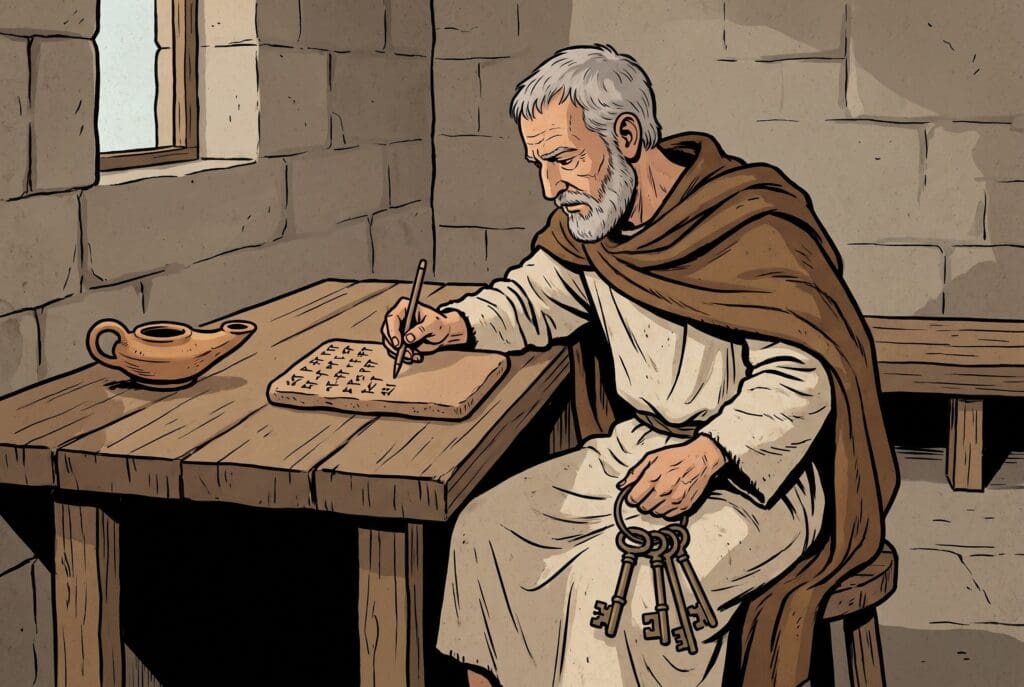 Comic book style illustration depicting a scene from Sirach chapter 33