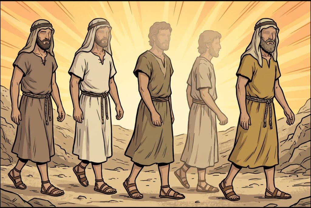 Comic book style illustration depicting a scene from Sirach chapter 44