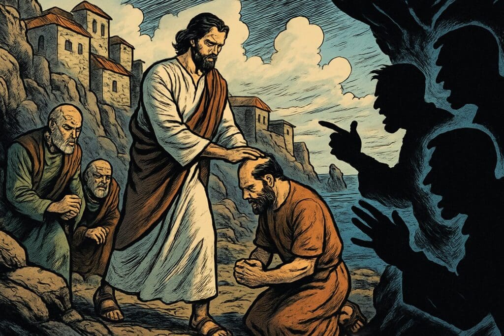 Comic book style illustration depicting a scene from Titus chapter 1