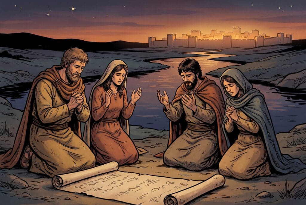 Comic book style illustration representing the book of Baruch