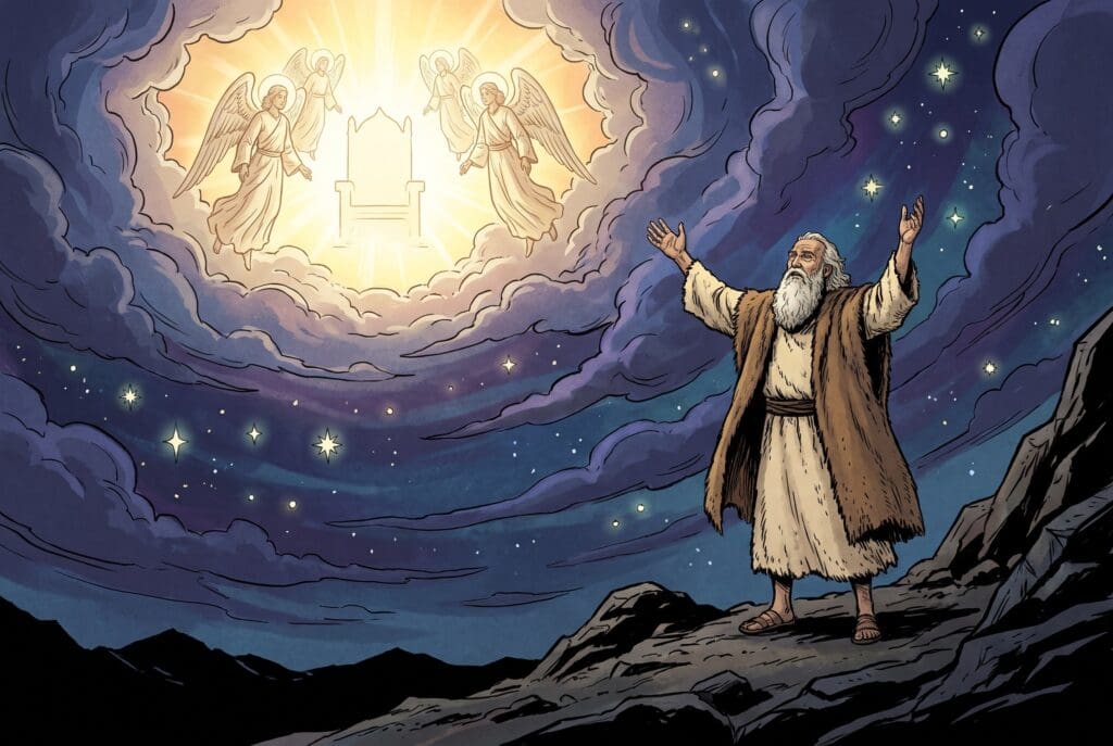 Comic book style illustration representing the book of Enoch