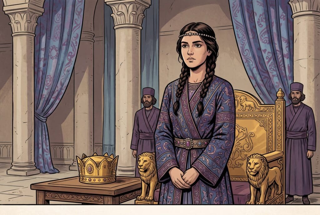 Comic book style illustration representing the book of Esther