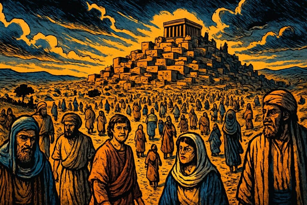 Comic book style illustration for Genesis 10