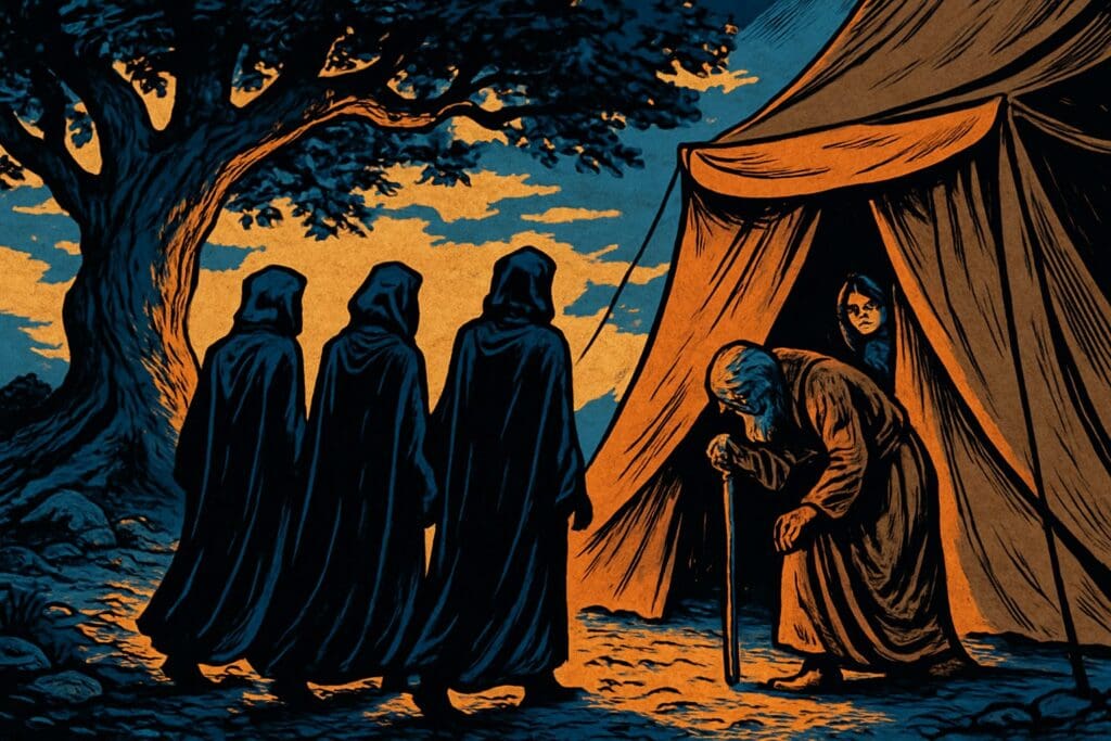 Comic book style illustration for Genesis 18