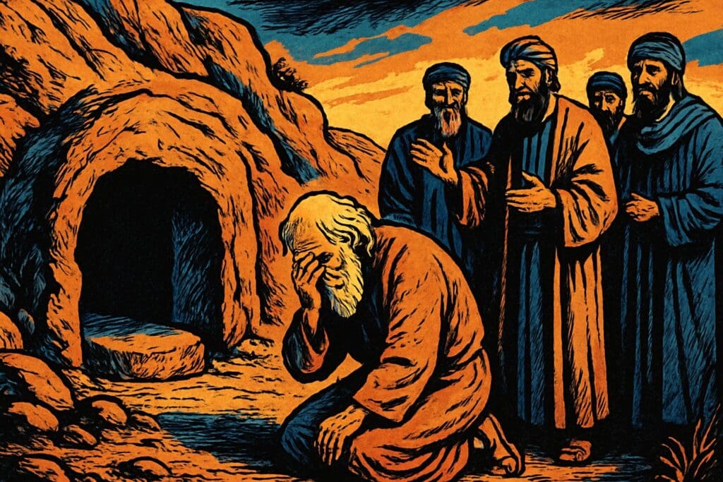 Comic book style illustration for Genesis 23