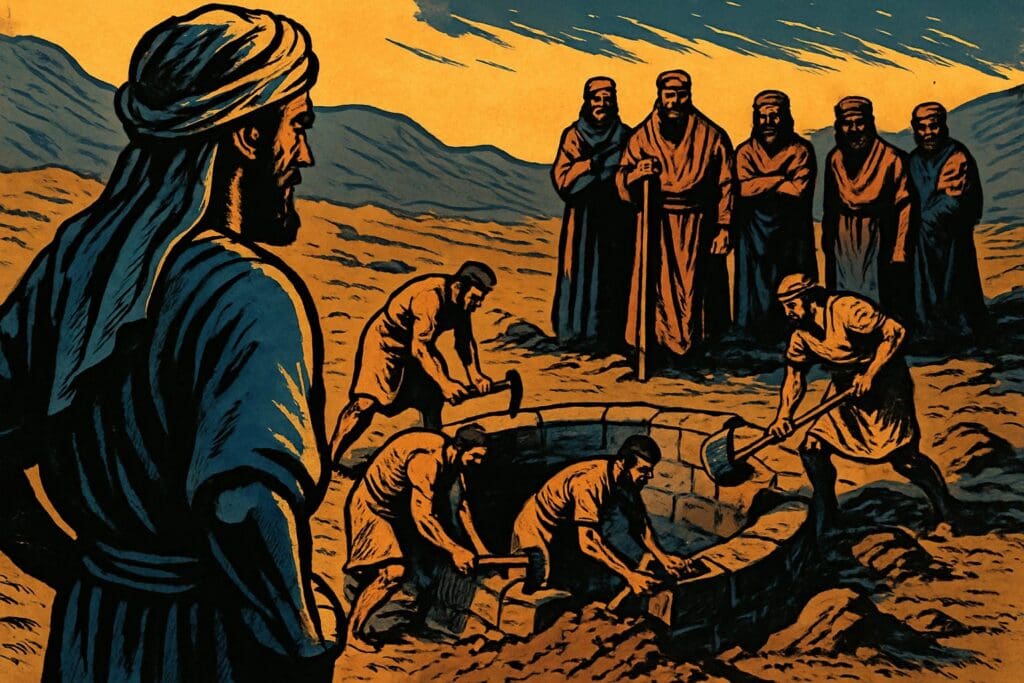 Comic book style illustration for Genesis 26