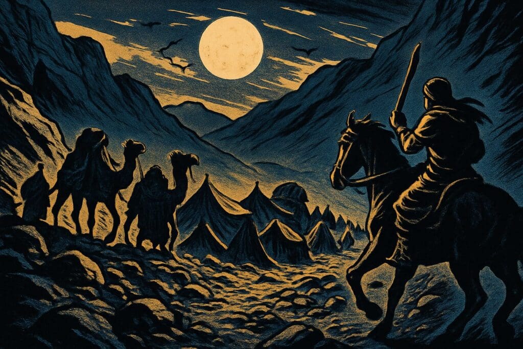 Comic book style illustration for Genesis 31