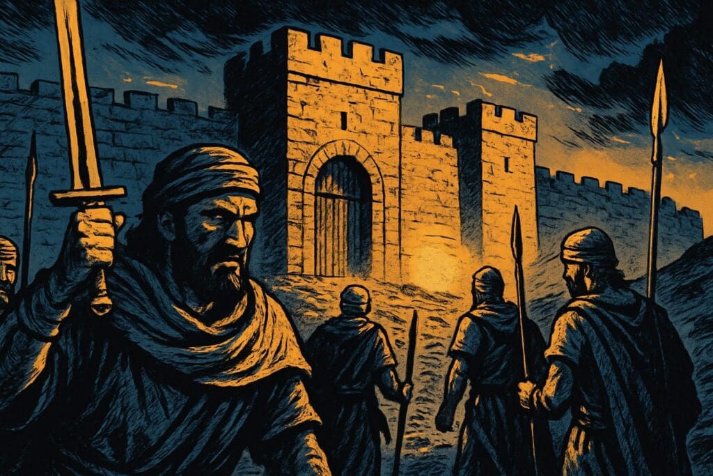Comic book style illustration for Genesis 34