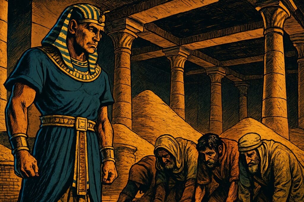Comic book style illustration for Genesis 42