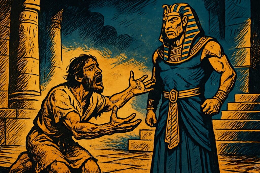 Comic book style illustration for Genesis 44