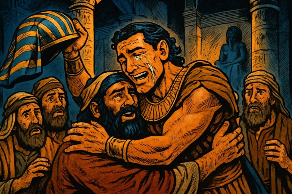 Comic book style illustration for Genesis 45