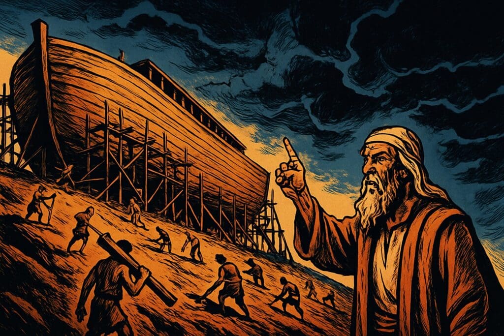 Comic book style illustration for Genesis 6