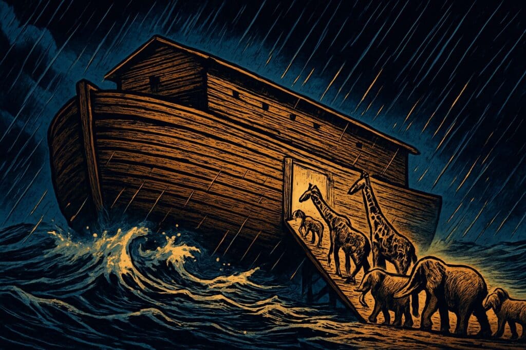 Comic book style illustration for Genesis 7