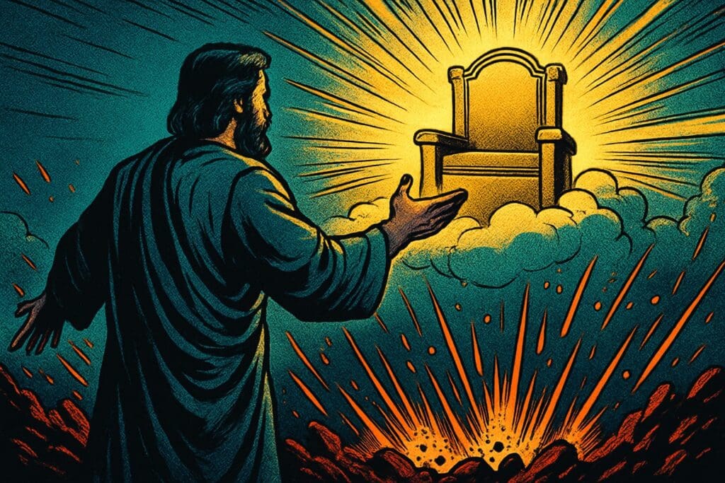 Comic book style illustration depicting a scene from Job 5