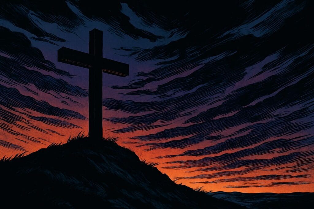 Comic book style illustration depicting a scene from John chapter 19