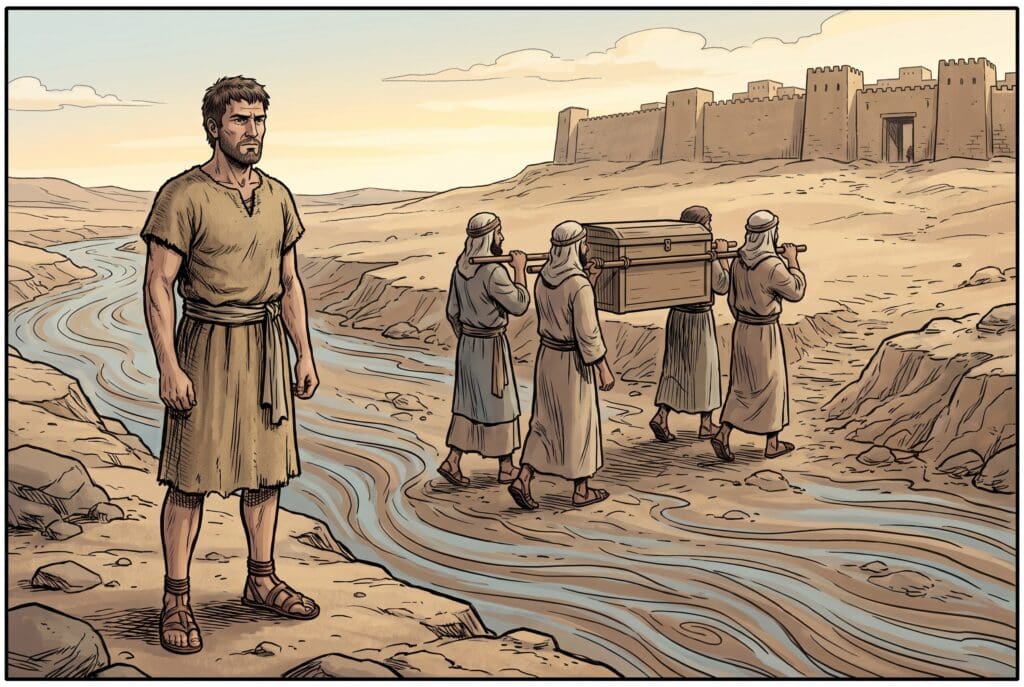 Comic book style illustration representing the book of Joshua