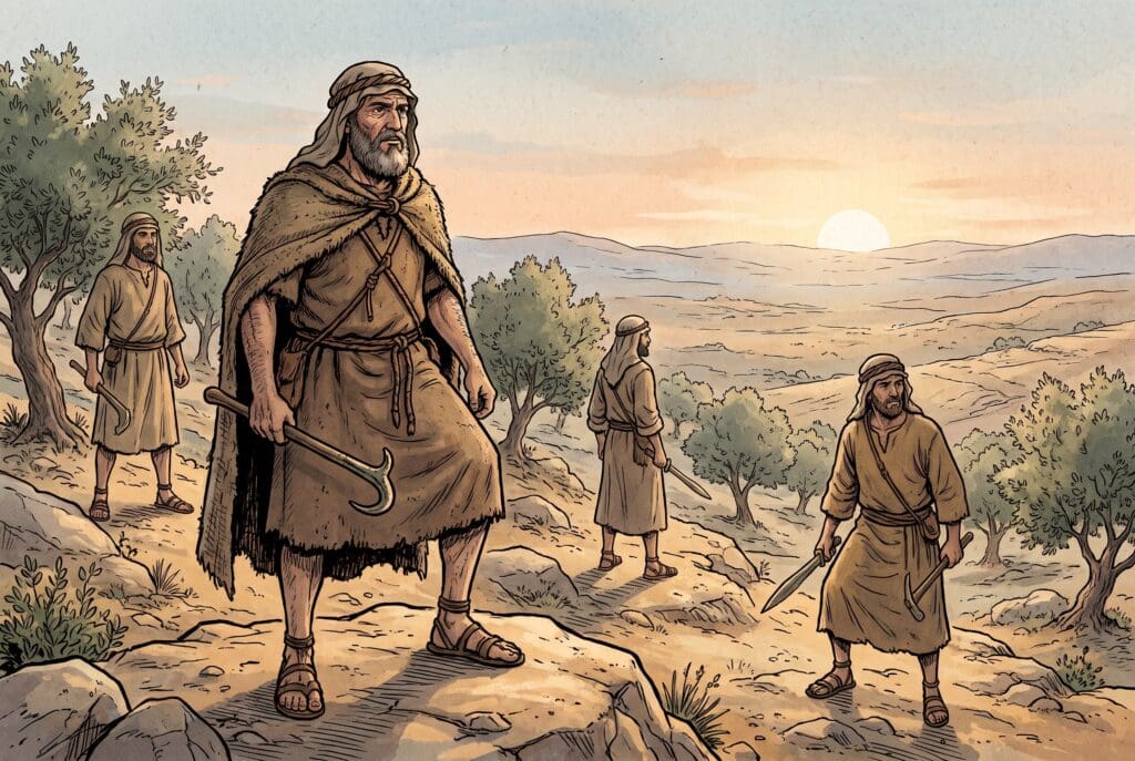 Comic book style illustration representing the book of Judges
