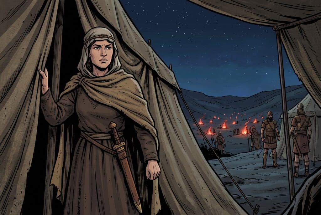 Comic book style illustration representing the book of Judith