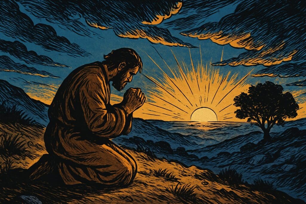 Comic book style illustration for Luke 11