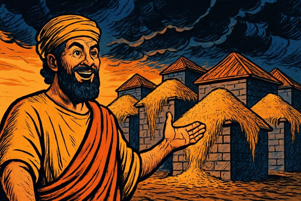 Comic book style illustration for Luke 12
