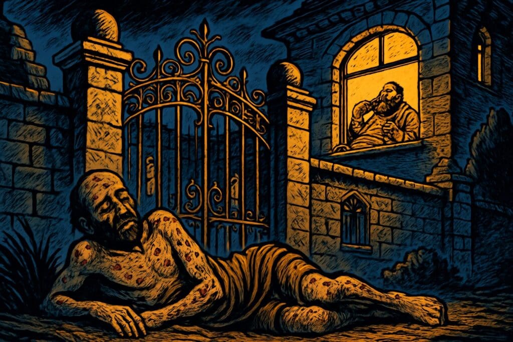 Comic book style illustration for Luke 16