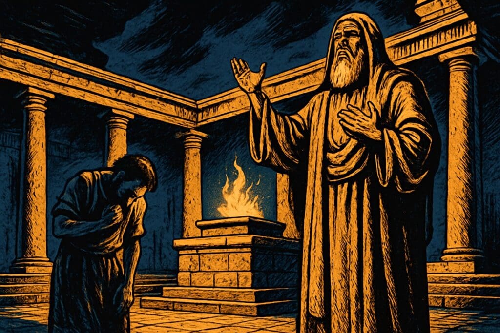 Comic book style illustration for Luke 18