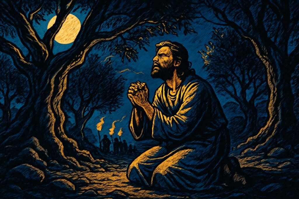 Comic book style illustration for Luke 22