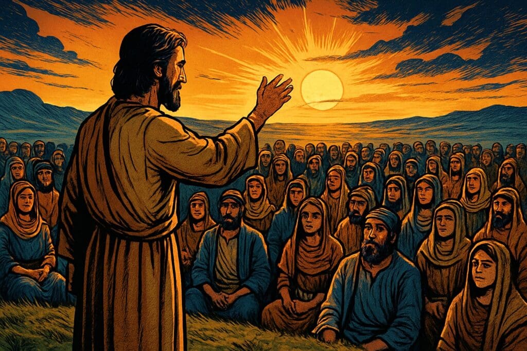 Comic book style illustration for Luke 6
