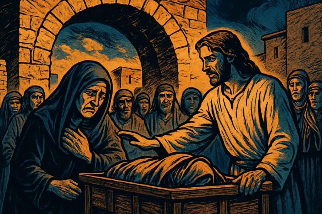 Comic book style illustration for Luke 7