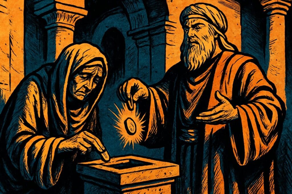 Comic book style illustration for Mark 12