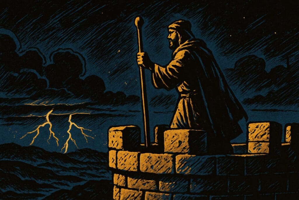 Comic book style illustration for Mark 13