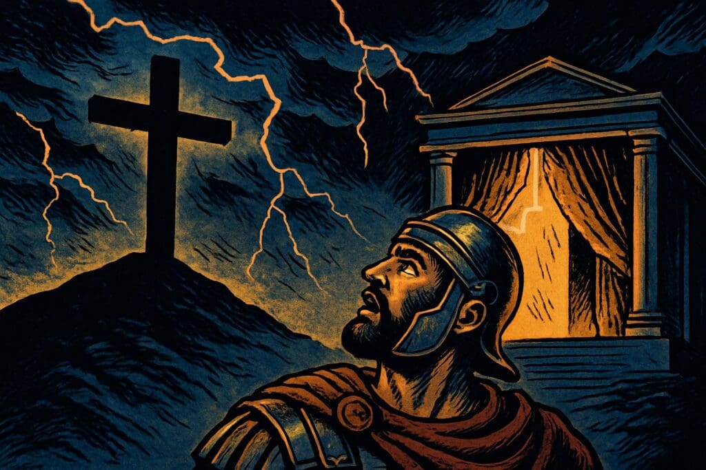 Comic book style illustration for Mark 15