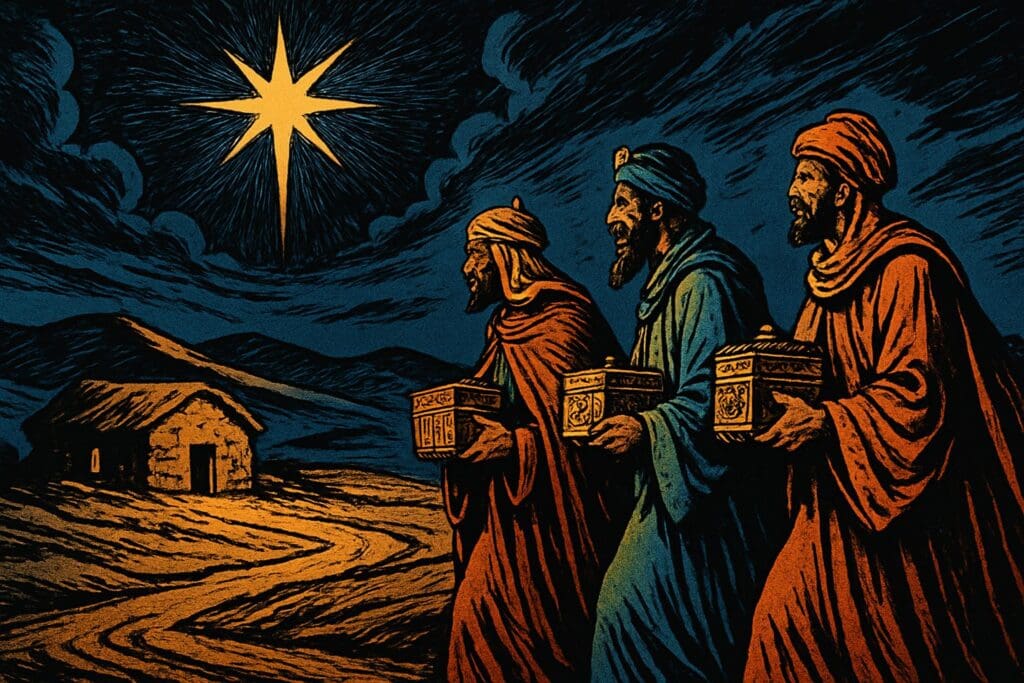 Comic book style illustration for Matthew 2