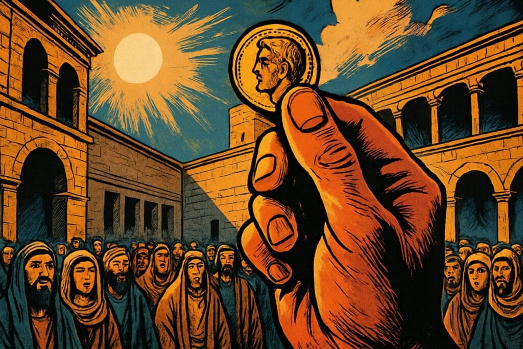 Comic book style illustration for Matthew 22