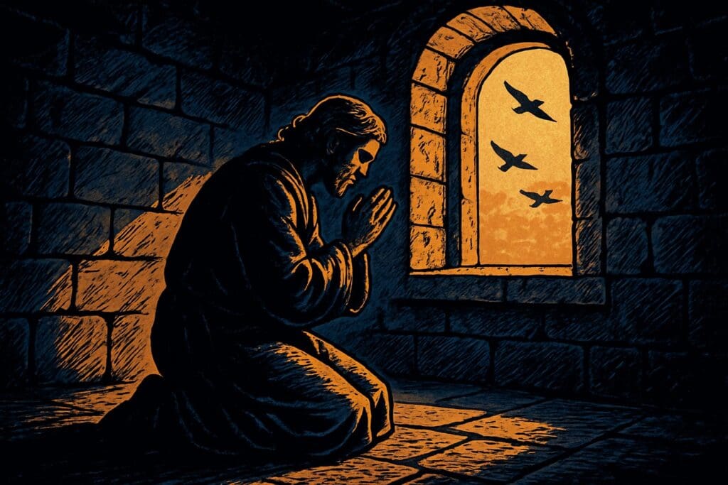 Comic book style illustration for Matthew 6