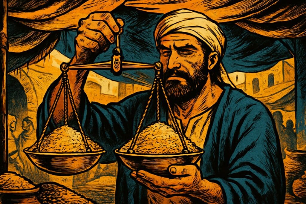 Comic book style illustration for Proverbs 11