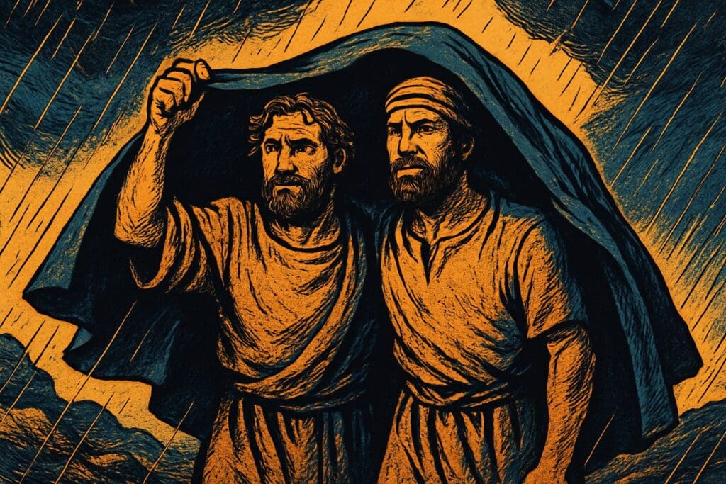 Comic book style illustration for Proverbs 17