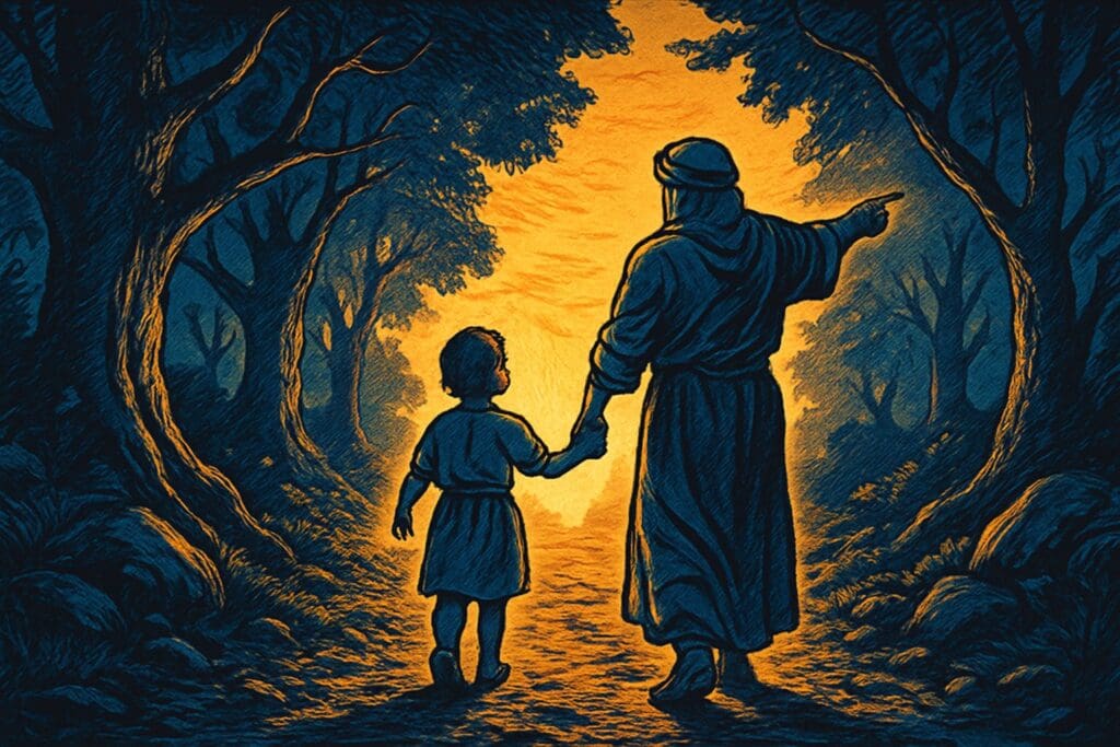 Comic book style illustration for Proverbs 22