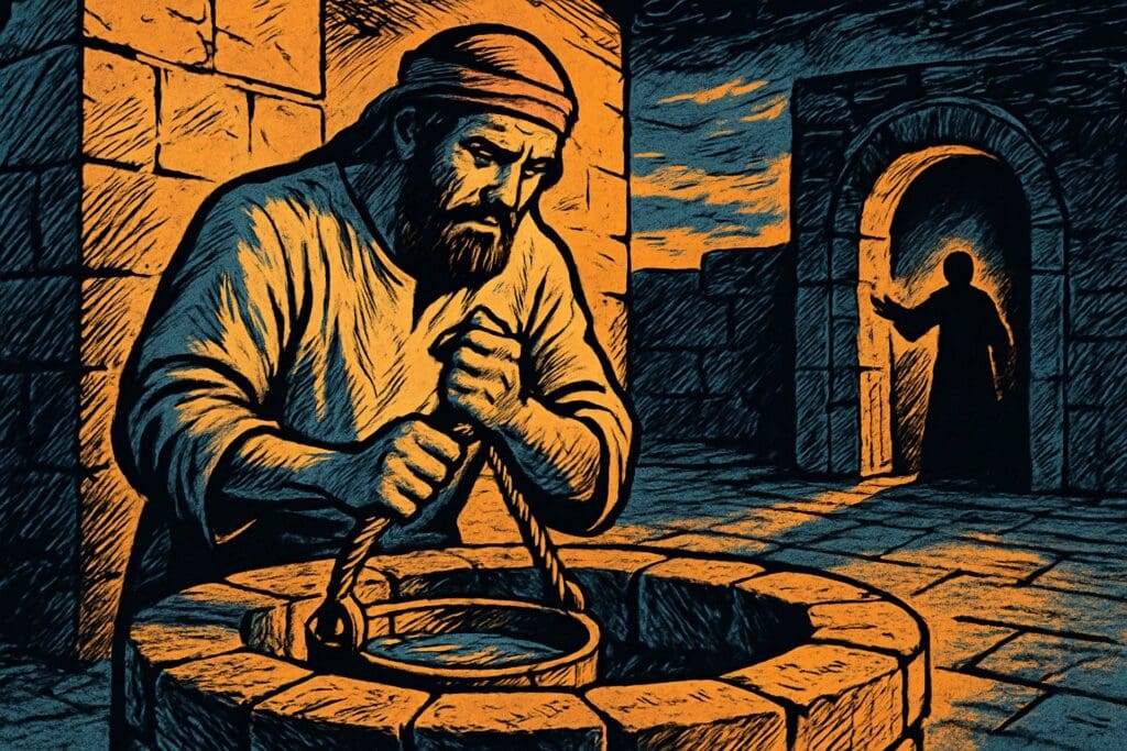 Comic book style illustration for Proverbs 5