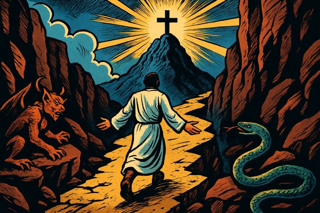 Comic book style illustration depicting a scene from Psalm 15