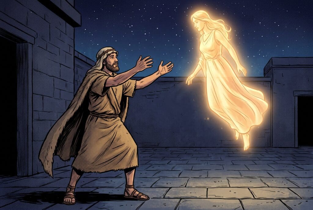 Comic book style illustration representing the book of Wisdom of Solomon