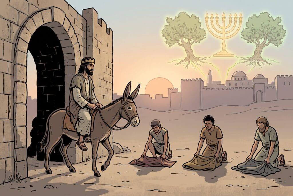 Comic book style illustration representing the book of Zechariah